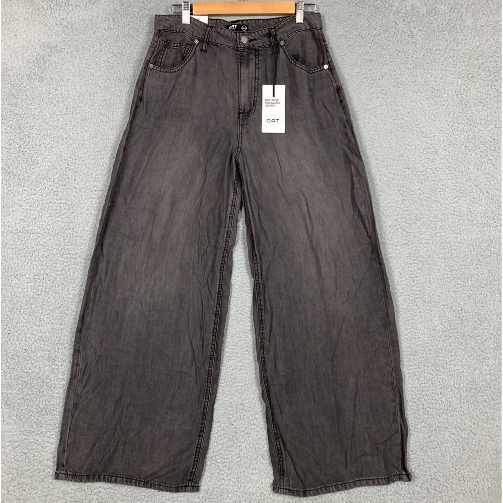 Oat New York Wide Leg Jeans in Washed Black